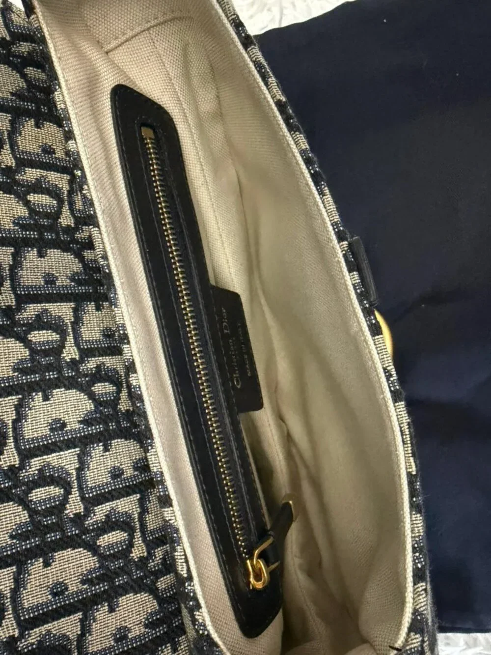 CHRISTIAN DIOR Oblique Saddle Bag With Strap in Blue - Picture 4 of 16